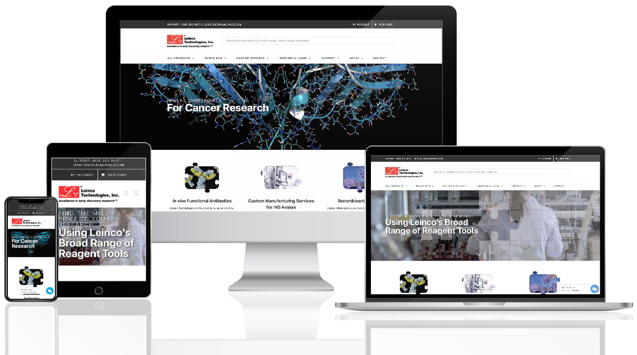 New Website Graphic Leinco Technologies new website on multiple devices